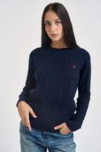 Maglia donna a trecce blu BRIT 177 U.S. POLO 