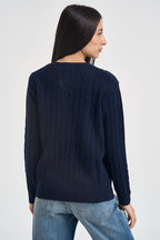 Maglia donna a trecce blu BRIT 177 U.S. POLO 