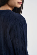 Maglia donna a trecce blu BRIT 177 U.S. POLO 