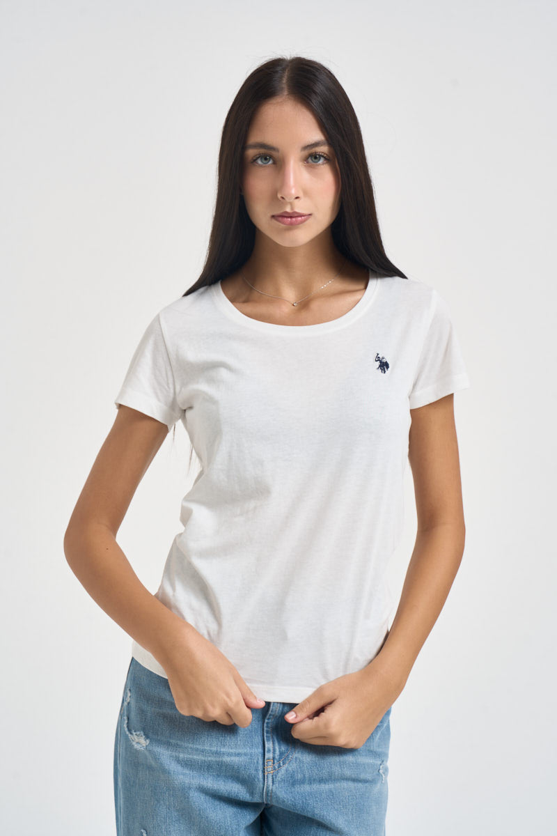 T-shirt donna collo rotondo bianca CRY 101 U.S. POLO 