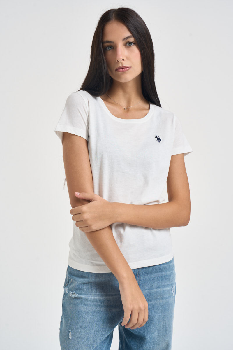 T-shirt donna collo rotondo bianca CRY 101 U.S. POLO 
