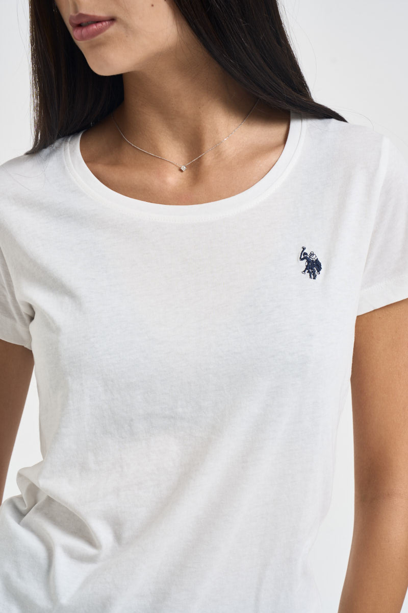 T-shirt donna collo rotondo bianca CRY 101 U.S. POLO 
