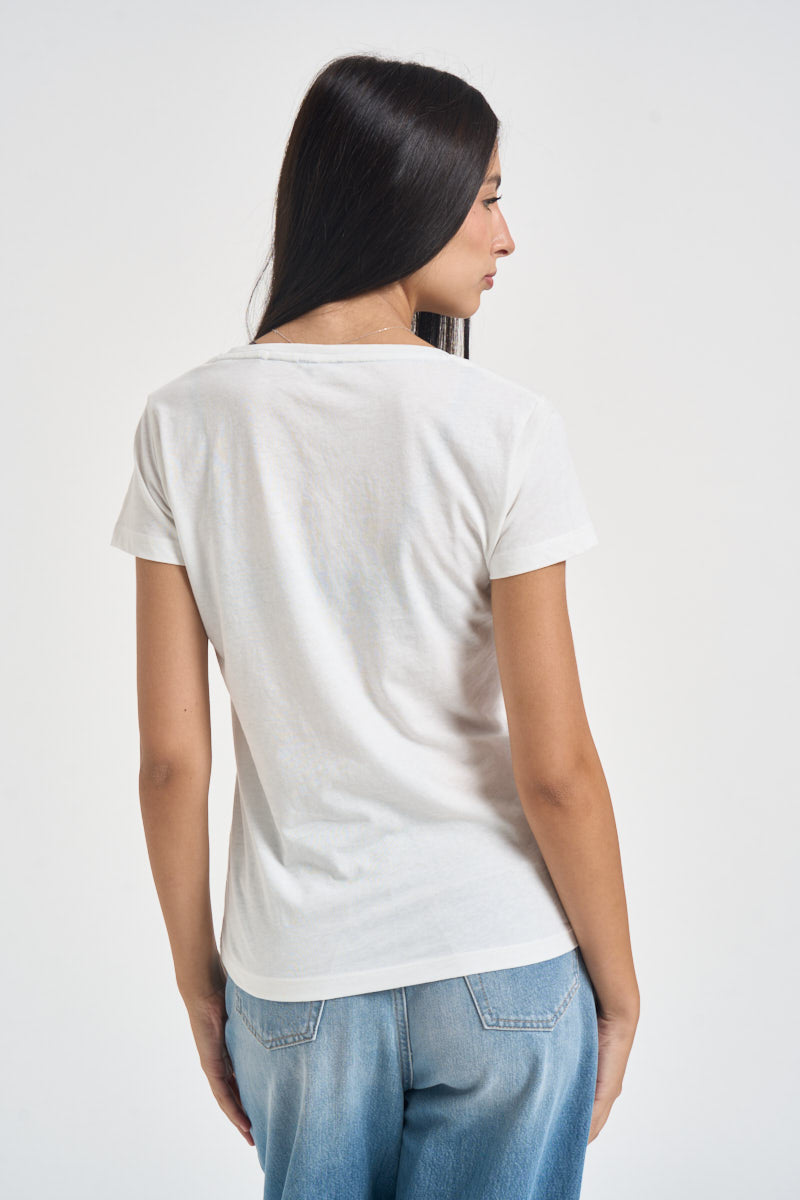 T-shirt donna collo rotondo bianca CRY 101 U.S. POLO 