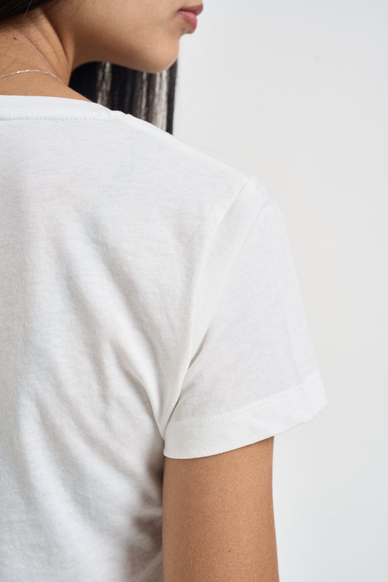 T-shirt donna collo rotondo bianca CRY 101 U.S. POLO 