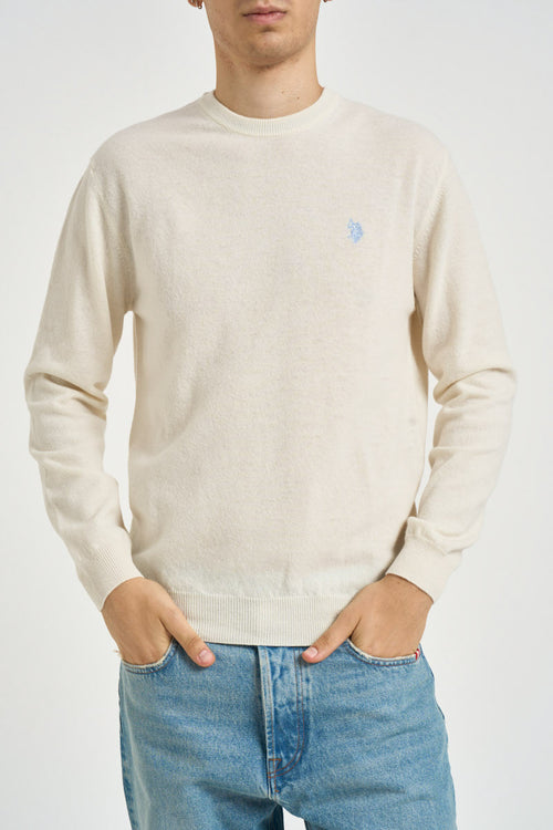 Maglia uomo girocollo in lana burro - 1