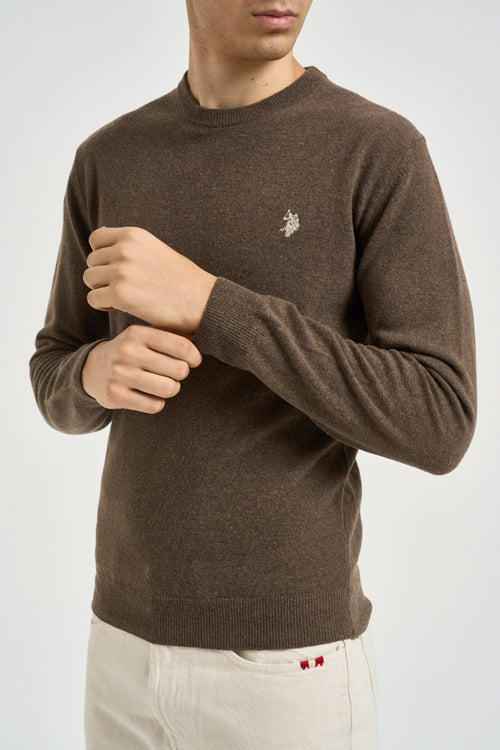 Maglia uomo girocollo in lana marrone - 2
