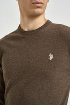 Maglia uomo girocollo in lana marrone ERIN 166 U.S. POLO 
