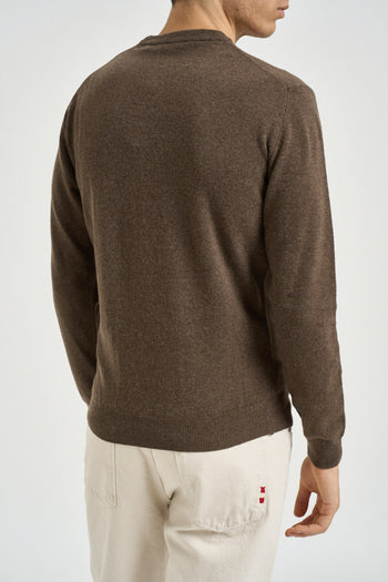 Maglia uomo girocollo in lana marrone - 4