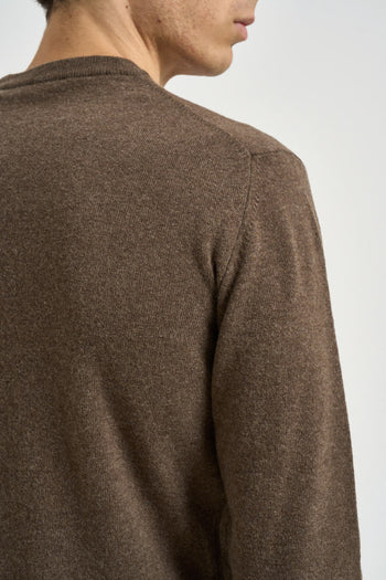 Maglia uomo girocollo in lana marrone - 5