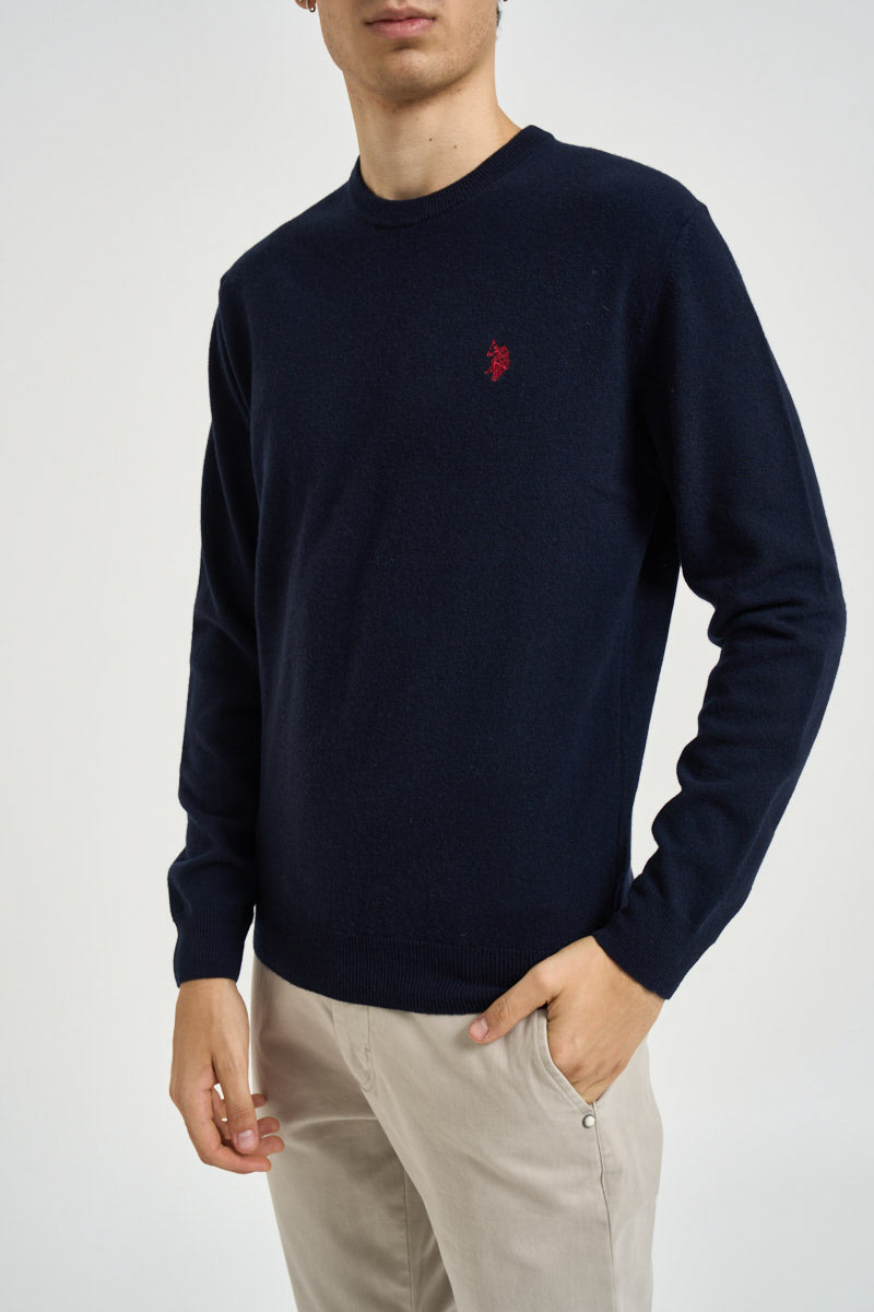 Maglia uomo girocollo in lana blu notte ERIN 177 U.S. POLO 