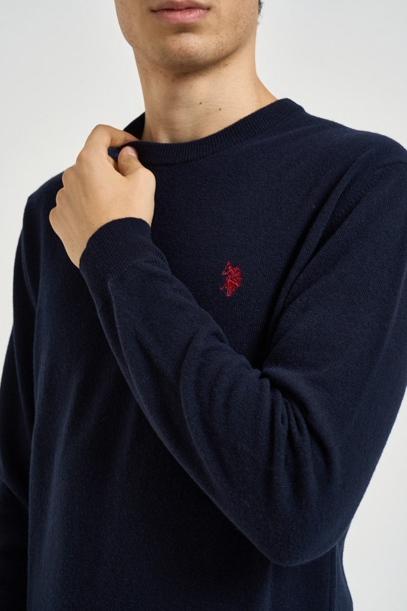 Maglia uomo girocollo in lana blu notte ERIN 177 U.S. POLO 