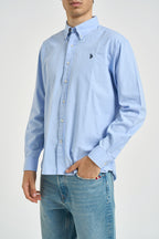 Camicia uomo in cotone Oxford celeste HERON 130 U.S. POLO 