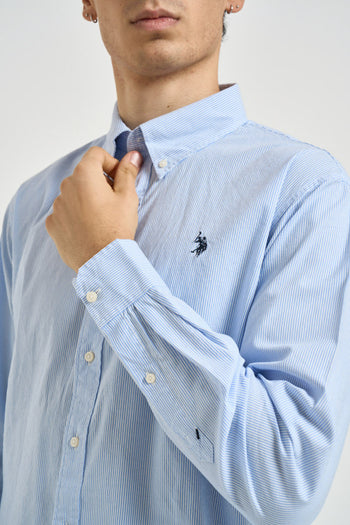 Camicia uomo in cotone Oxford a righe celeste e bianca - 3