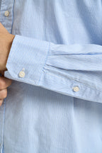 Camicia uomo in cotone Oxford a righe celeste e bianca HERON 703 U.S. POLO 