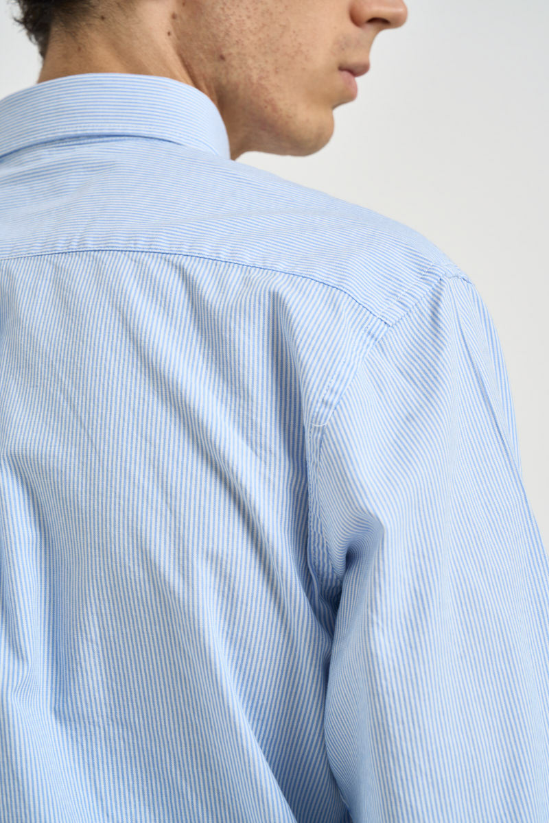 Camicia uomo in cotone Oxford a righe celeste e bianca HERON 703 U.S. POLO 