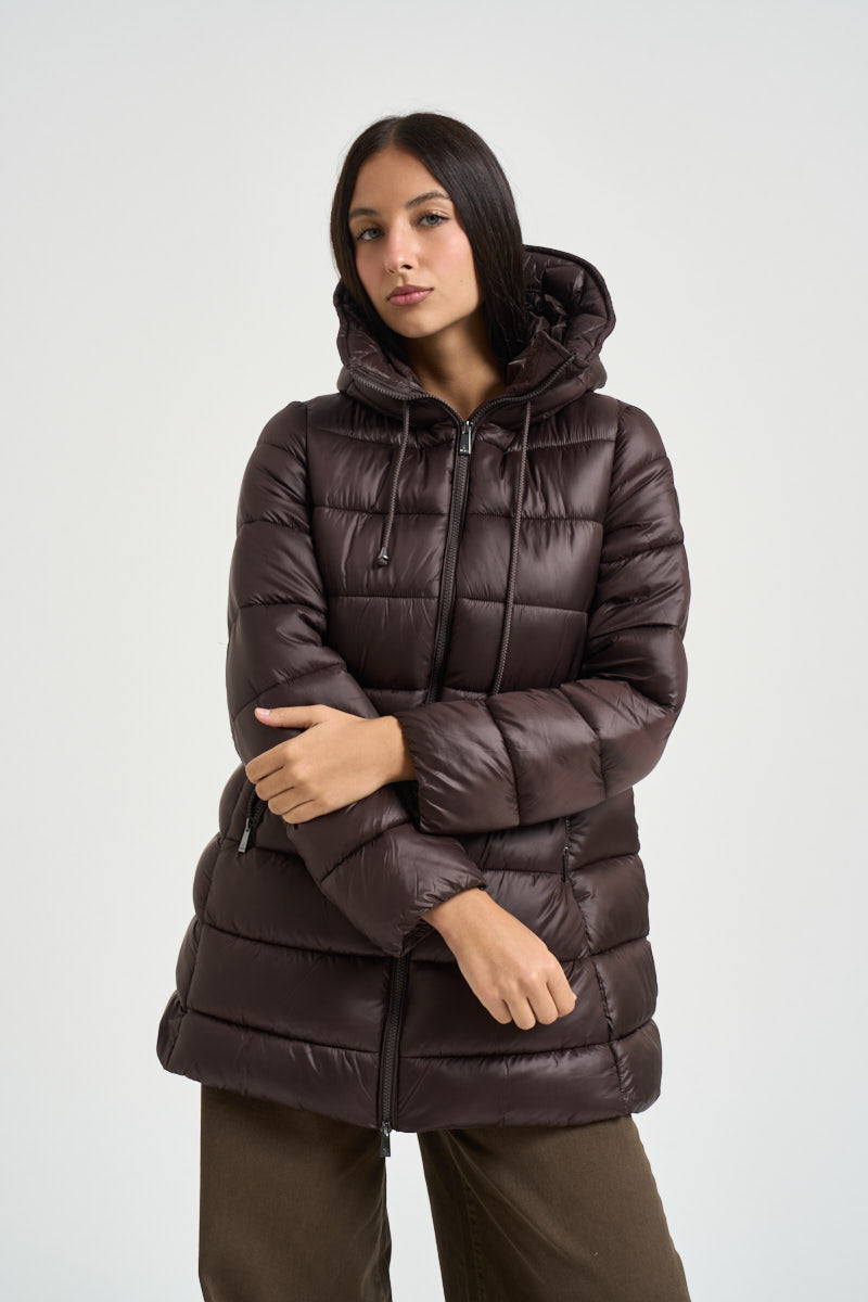Piumino donna lungo marrone scuro IVANA 166 U.S. POLO 