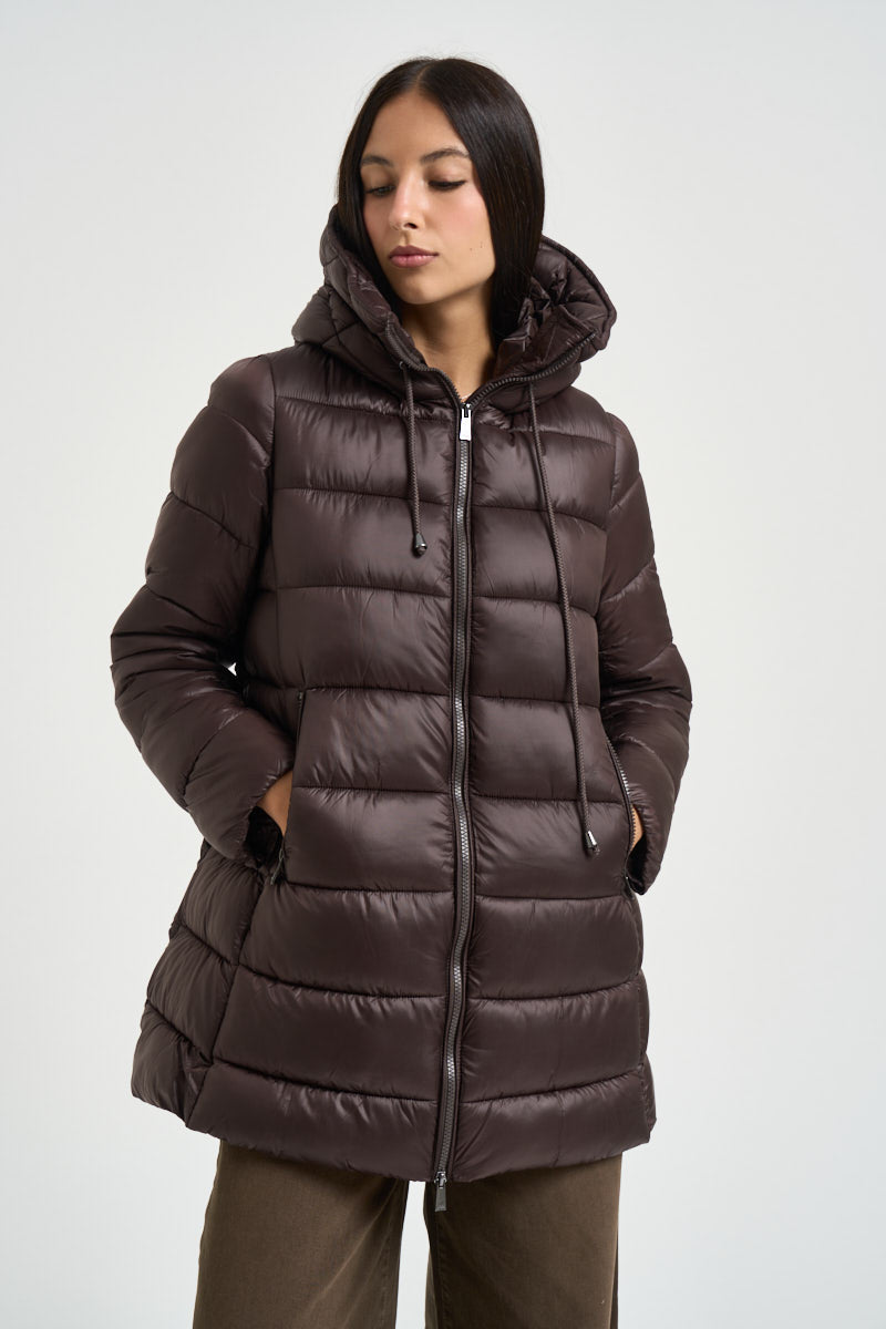 Piumino donna lungo marrone scuro IVANA 166 U.S. POLO 