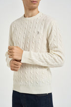 Maglione uomo a treccia girocollo panna JAYL 101 U.S. POLO 
