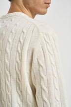 Maglione uomo a treccia girocollo panna JAYL 101 U.S. POLO 