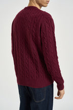 Maglione uomo a treccia girocollo bordeaux JAYL 159 U.S. POLO 