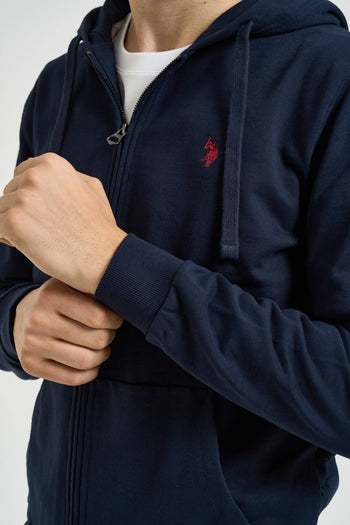 Felpa uomo con cappuccio e full zip blu navy - 4