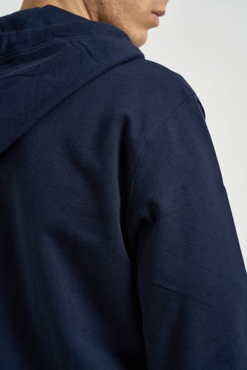 Felpa uomo con cappuccio e full zip blu navy - 6