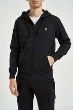 Felpa uomo con cappuccio e full zip nera LUKE 199 U.S. POLO 