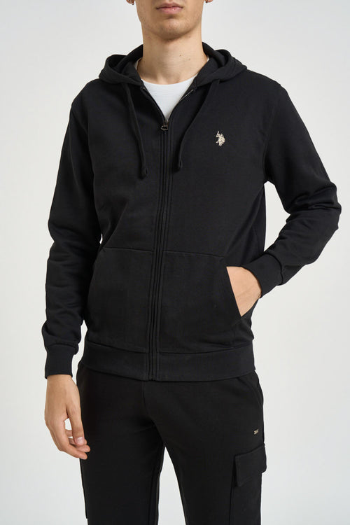 Felpa uomo con cappuccio e full zip nera - 2