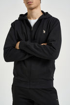 Felpa uomo con cappuccio e full zip nera LUKE 199 U.S. POLO 