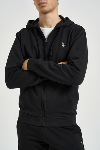 Felpa uomo con cappuccio e full zip nera - 3