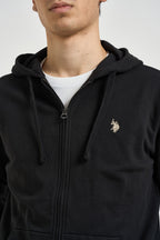Felpa uomo con cappuccio e full zip nera LUKE 199 U.S. POLO 