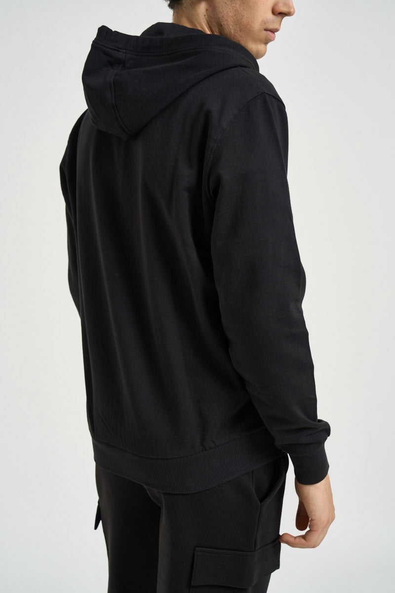Felpa uomo con cappuccio e full zip nera LUKE 199 U.S. POLO 