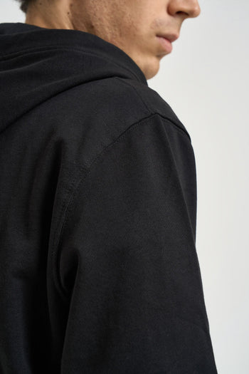 Felpa uomo con cappuccio e full zip nera - 6
