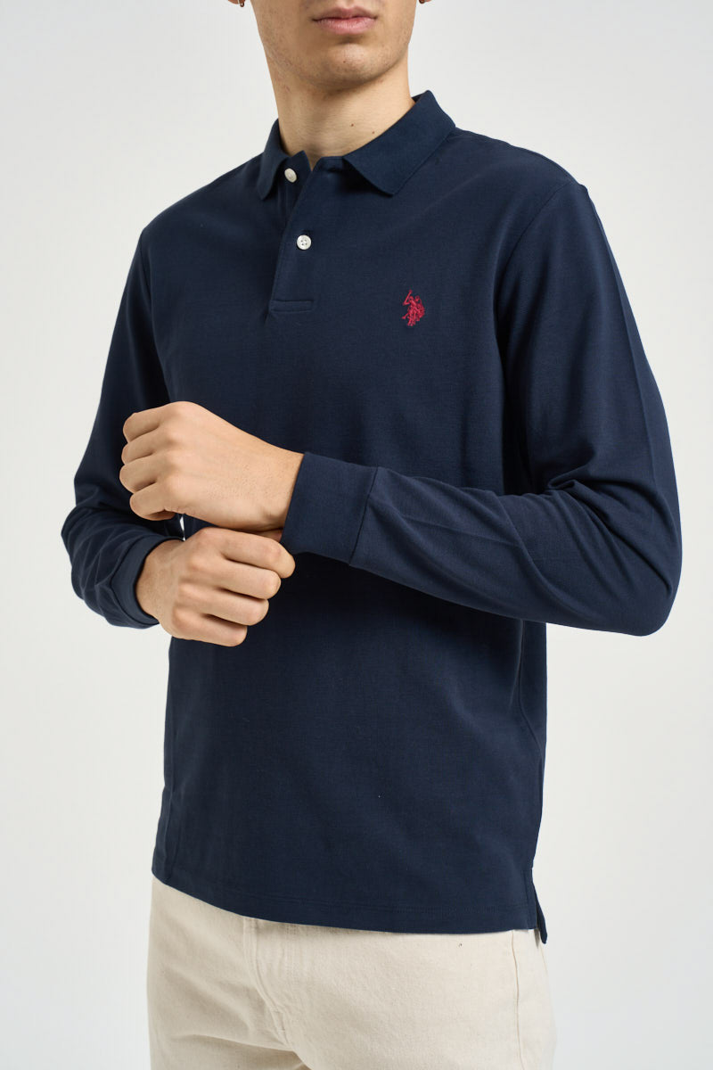 Polo uomo a maniche lunghe blu navy MUST 177 U.S. POLO 