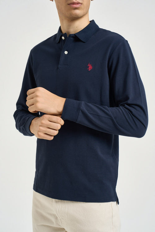 Polo uomo a maniche lunghe blu navy - 2