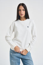 Felpa donna girocollo bianca TEFY 101 U.S. POLO 