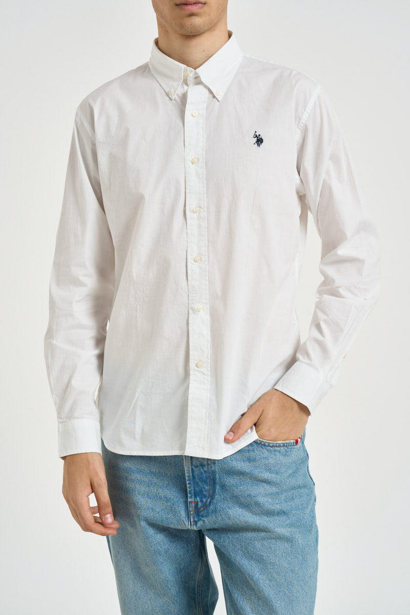 Camicia uomo in popeline bianca ZEDI 100 U.S. POLO 