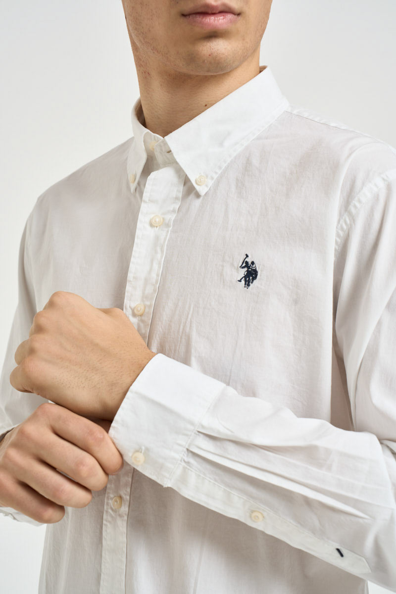 Camicia uomo in popeline bianca ZEDI 100 U.S. POLO 