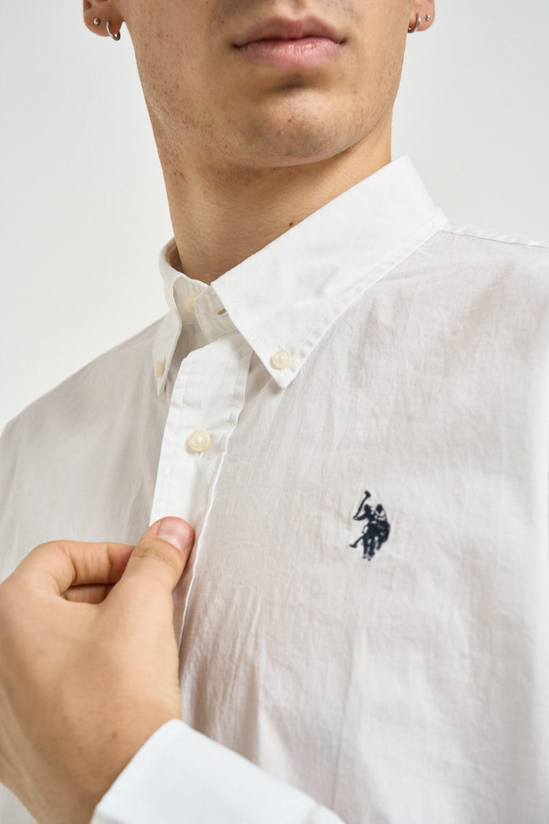 Camicia uomo in popeline bianca ZEDI 100 U.S. POLO 