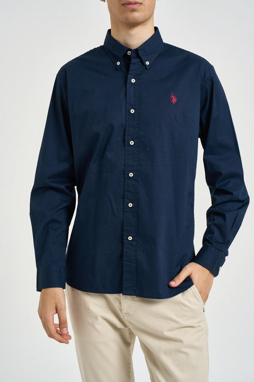 Camicia uomo in popeline blu notte - 1