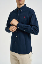 Camicia uomo in popeline blu notte ZEDI 179 U.S. POLO 