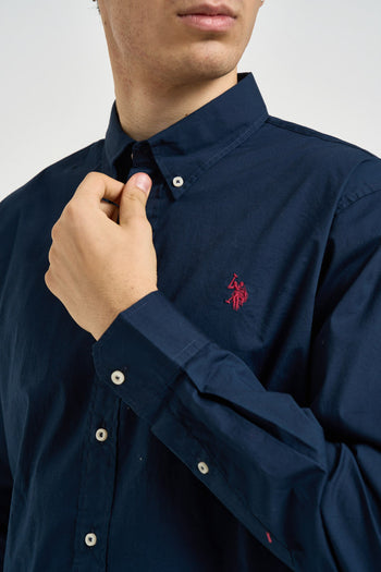 Camicia uomo in popeline blu notte - 3
