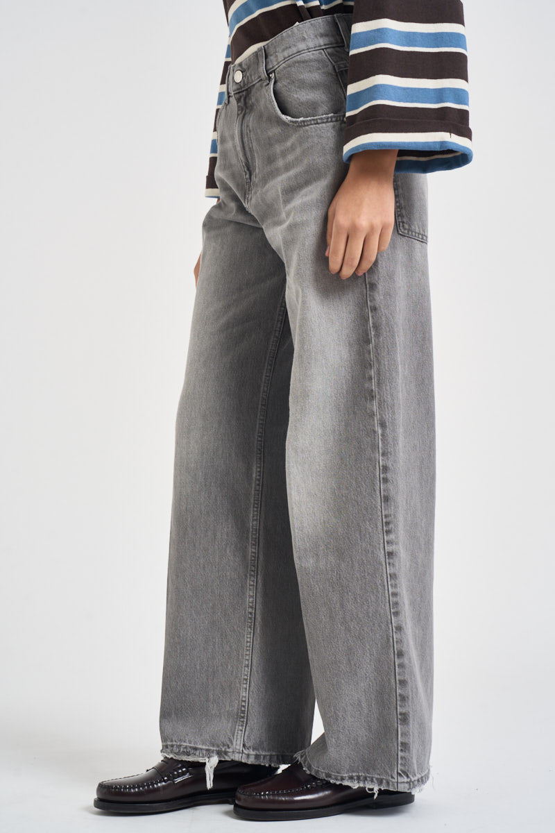 Jeans donna a palazzo délavé grigio chiaro DAC5125 GRIGIO VICOLO 