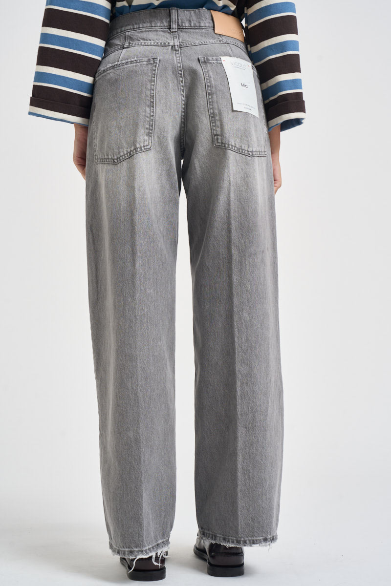 Jeans donna a palazzo délavé grigio chiaro DAC5125 GRIGIO VICOLO 