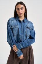 Camicia donna in denim blu medio DAC5131 DENIM VICOLO 