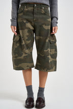 Bermuda donna cargo cropped fantasia camouflage verde militare DAC5269 MILITARE VICOLO 