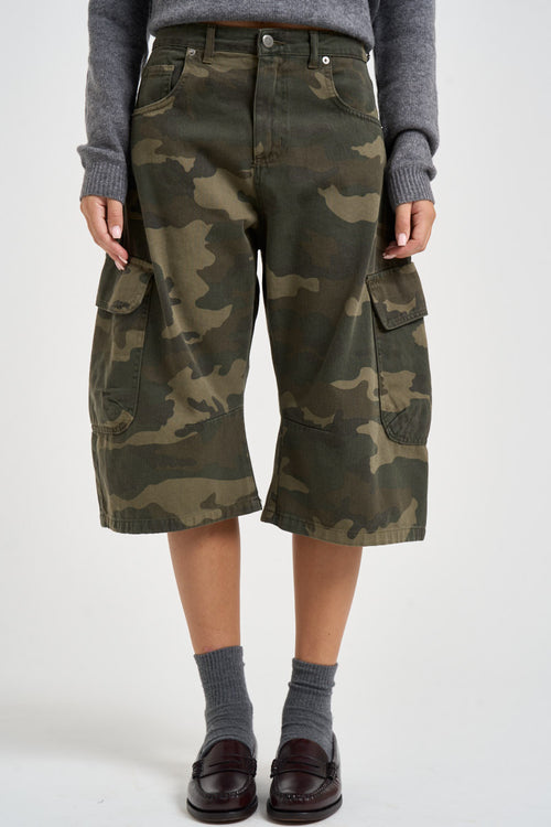 Bermuda donna cargo cropped fantasia camouflage verde militare DAC5269 MILITARE VICOLO 
