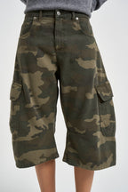 Bermuda donna cargo cropped fantasia camouflage verde militare DAC5269 MILITARE VICOLO 