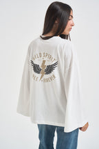T-shirt donna bianca stampa sul retro nera RAC0241 NATURALE VICOLO 