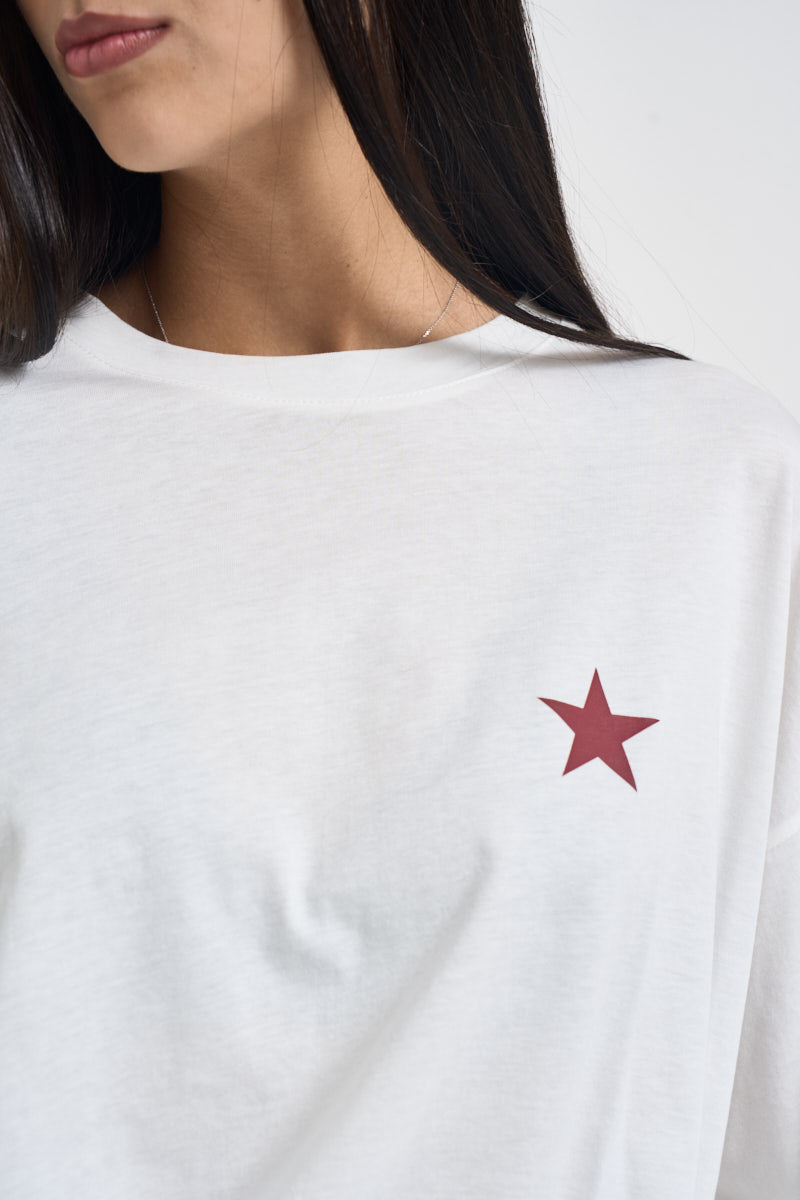 T-shirt donna con maniche svasate bianca RAC0252 NATURALE VICOLO 